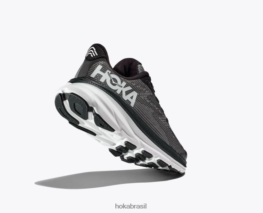 Clifton 9 Hoka crianças RNZ040673 Preto branco