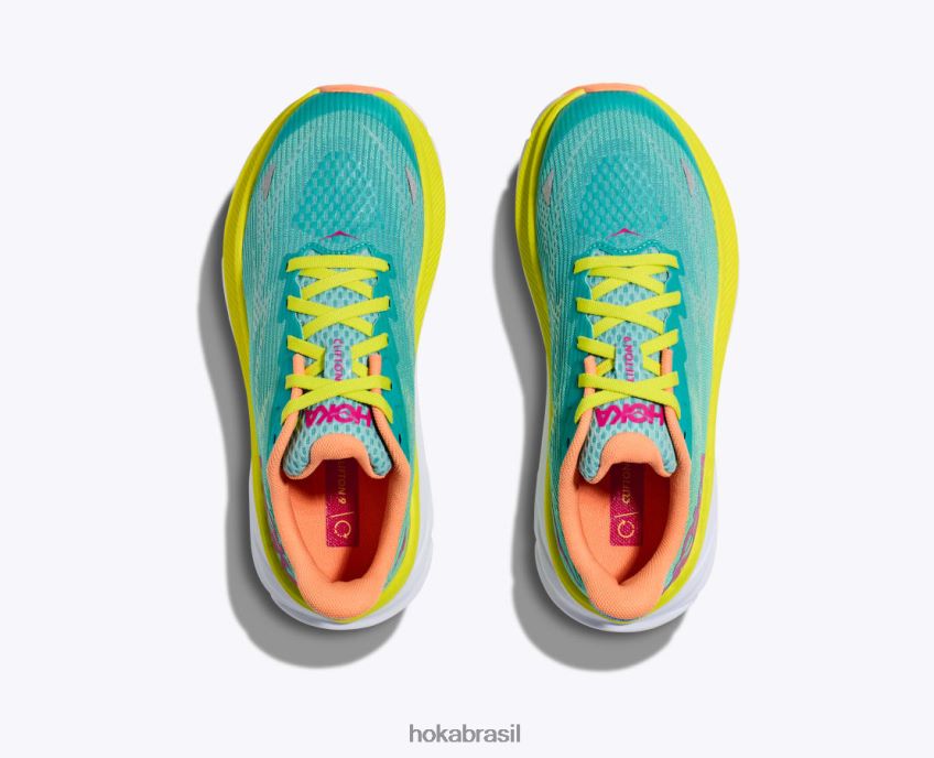 Clifton 9 Hoka crianças RNZ040675 cerâmica/prímula