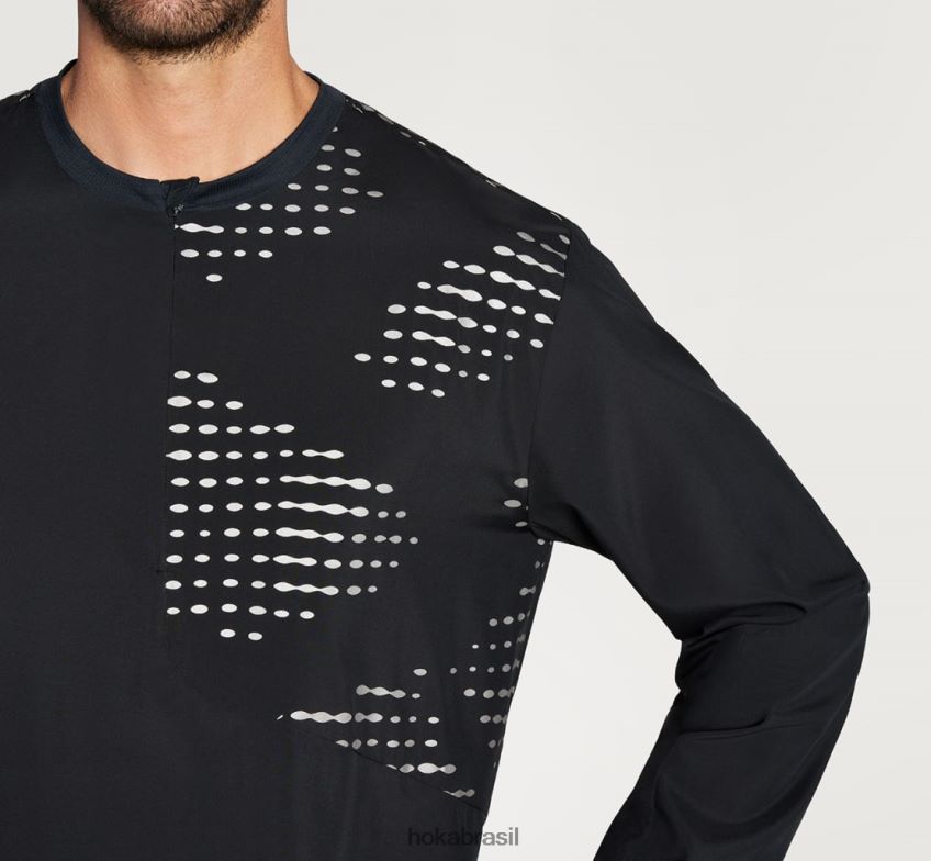 Capa de vento de 1/2 zíper Hoka homens RNZ040671 preto