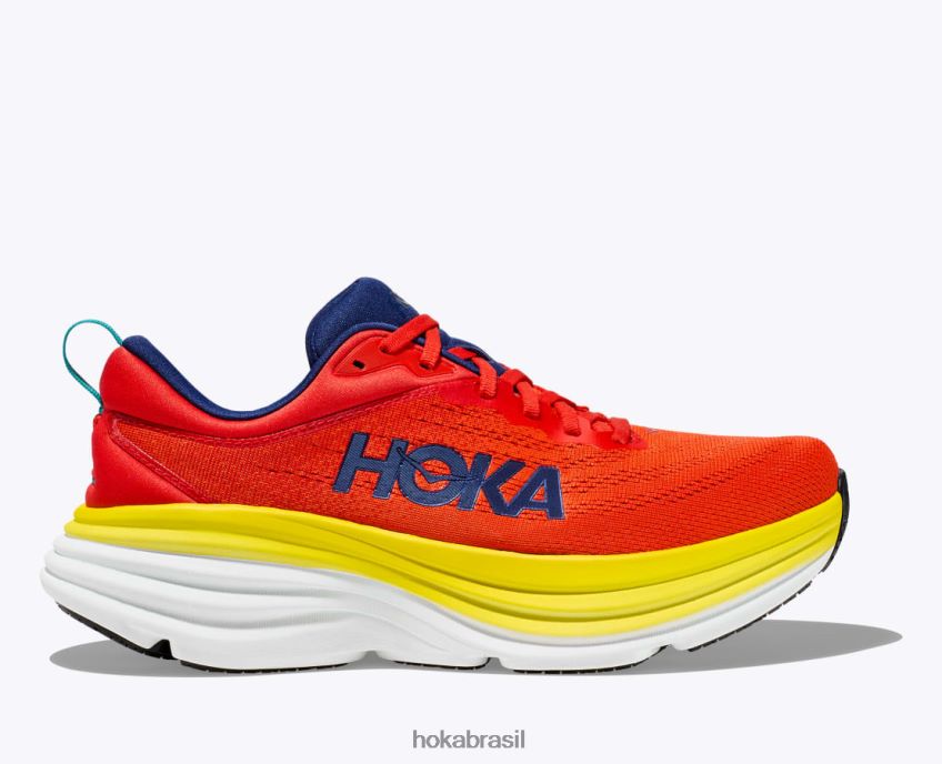 Bondi 8 Hoka homens RNZ040415 alerta/chama vermelho