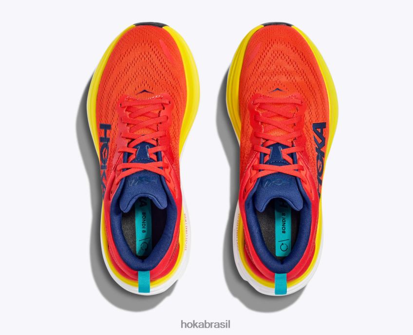 Bondi 8 Hoka homens RNZ040415 alerta/chama vermelho