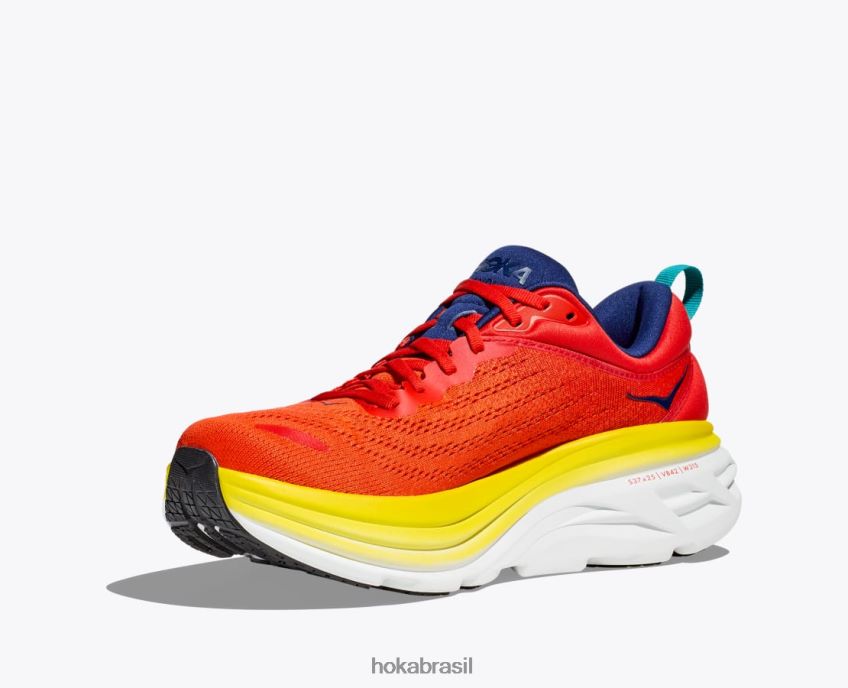 Bondi 8 Hoka homens RNZ040415 alerta/chama vermelho