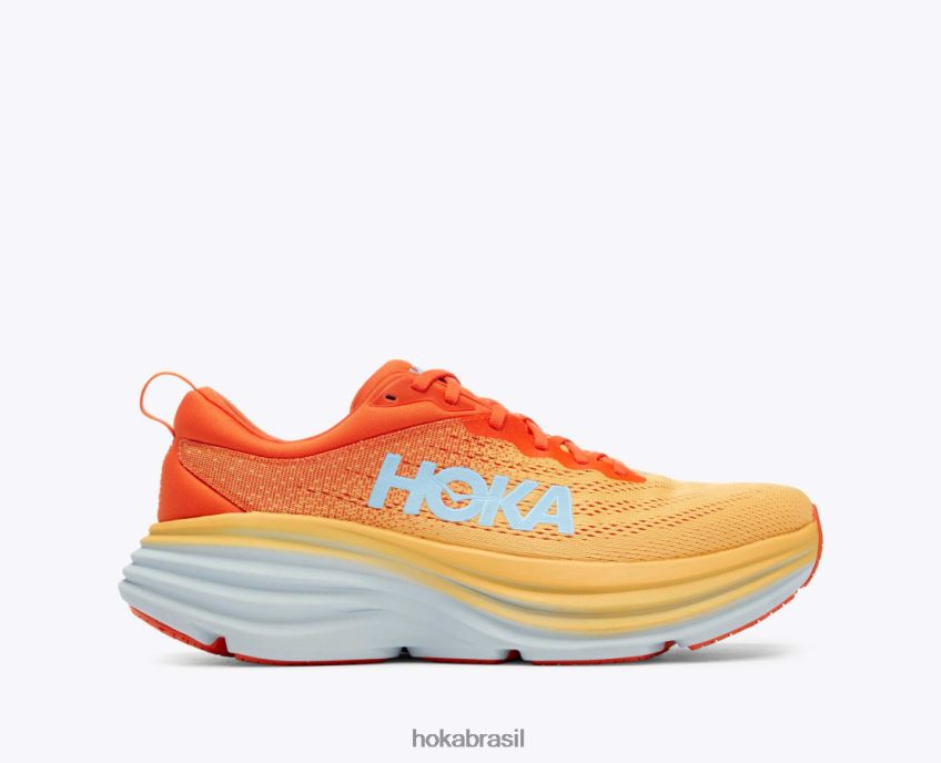 Bondi 8 Hoka homens RNZ040688 bico de papagaio-do-mar/amarelo âmbar