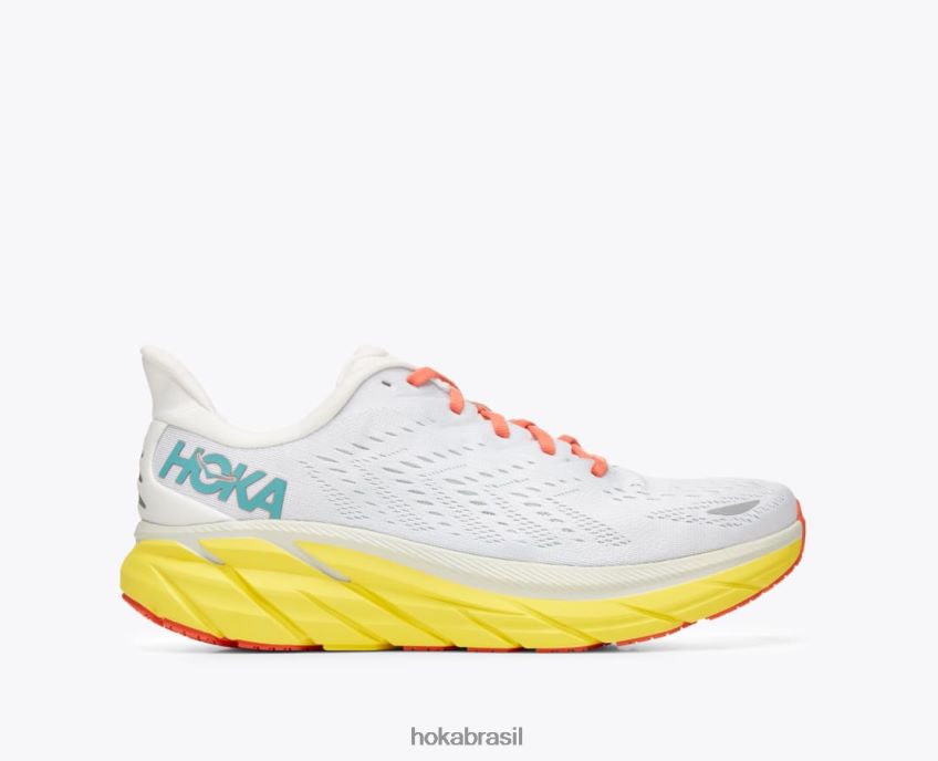 Clifton 8 Hoka homens RNZ040577 branco de branco/iluminador