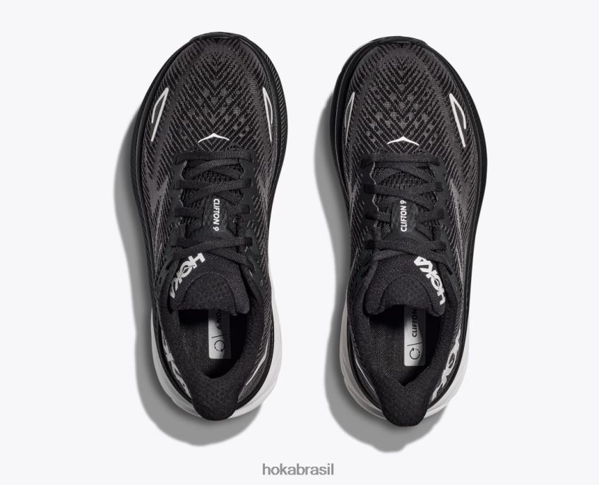 Clifton 9 Hoka homens RNZ040588 Preto branco
