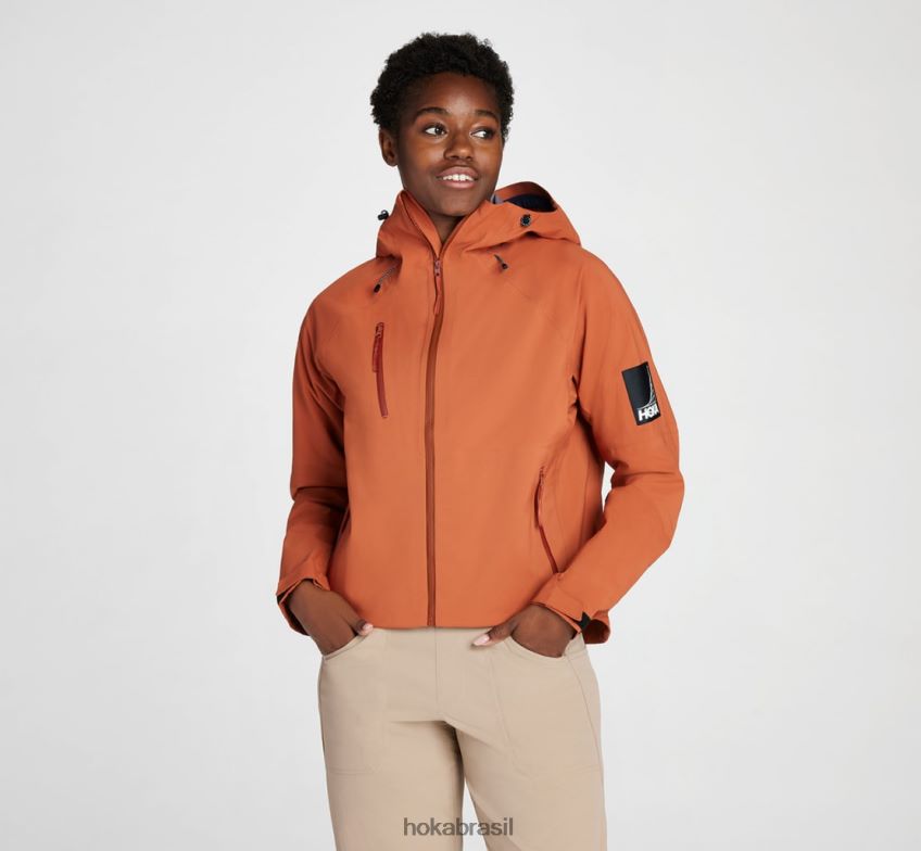 jaqueta de chuva para transporte Hoka mulheres RNZ040373 argila cozida