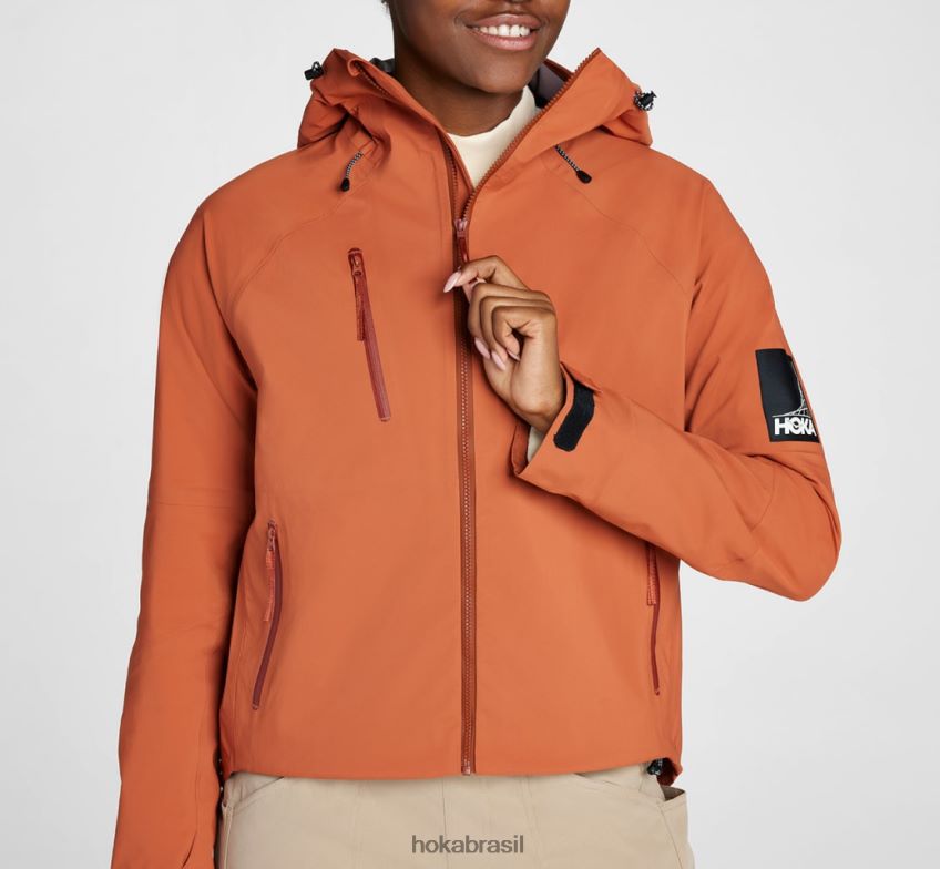 jaqueta de chuva para transporte Hoka mulheres RNZ040373 argila cozida