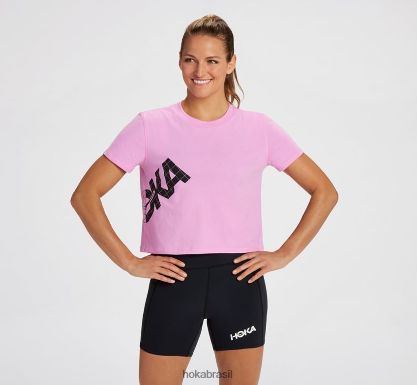 camiseta para o dia todo Hoka mulheres RNZ040344 ciclâmen