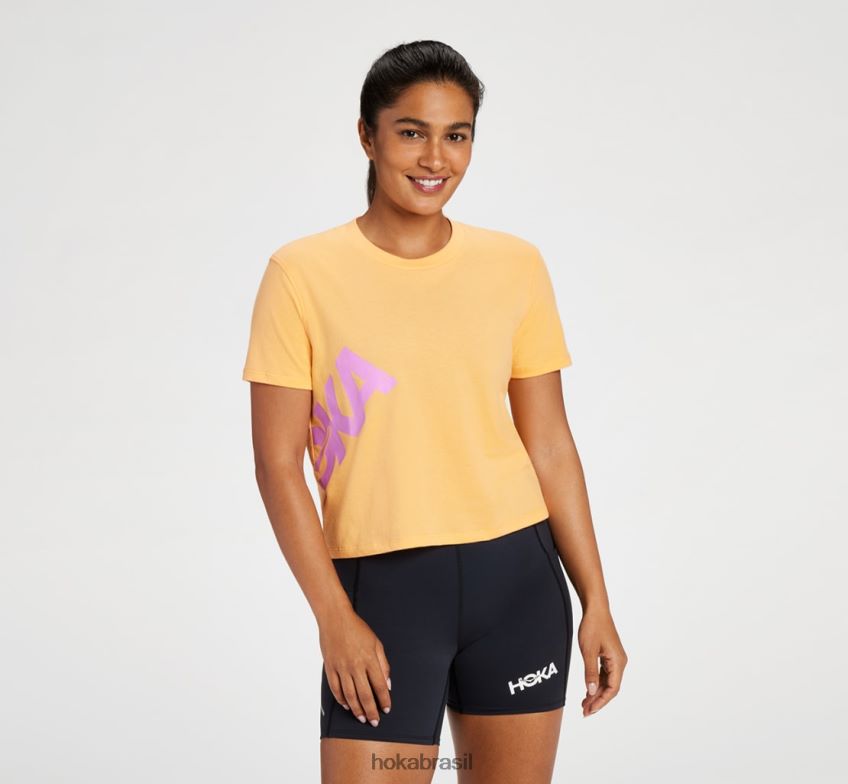 camiseta para o dia todo Hoka mulheres RNZ040345 laranja simulada