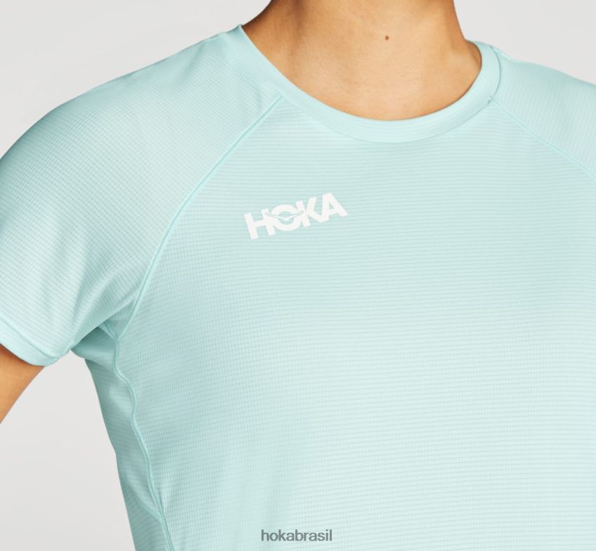 deslizar manga curta Hoka mulheres RNZ040353 vidro azul