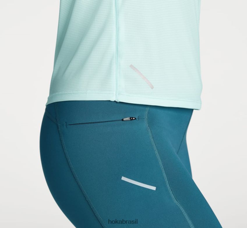 deslizar manga curta Hoka mulheres RNZ040353 vidro azul