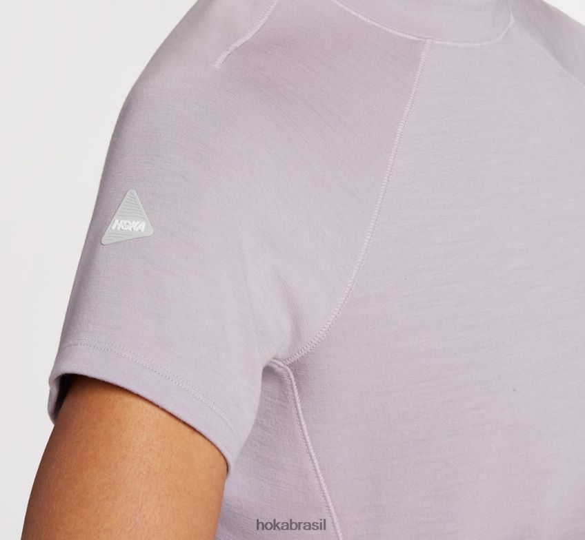 mistura de merino de peso médio manga curta Hoka mulheres RNZ040352 Lago profundo