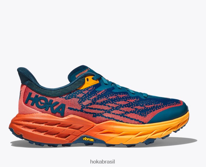 bode veloz 5 Hoka mulheres RNZ040237 coral azul/camélia