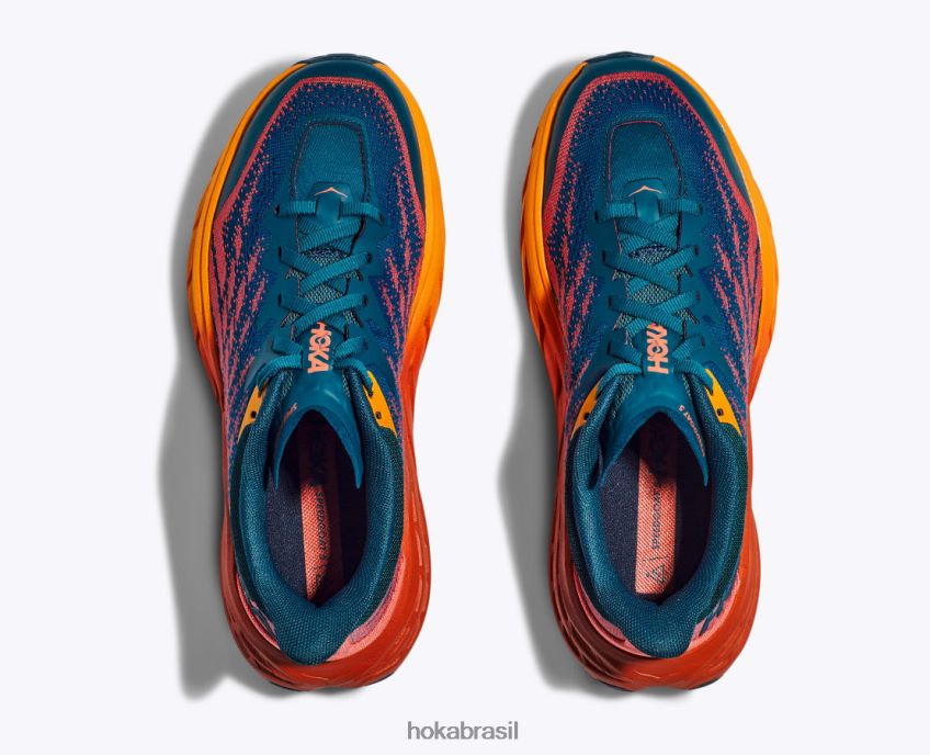 bode veloz 5 Hoka mulheres RNZ040237 coral azul/camélia