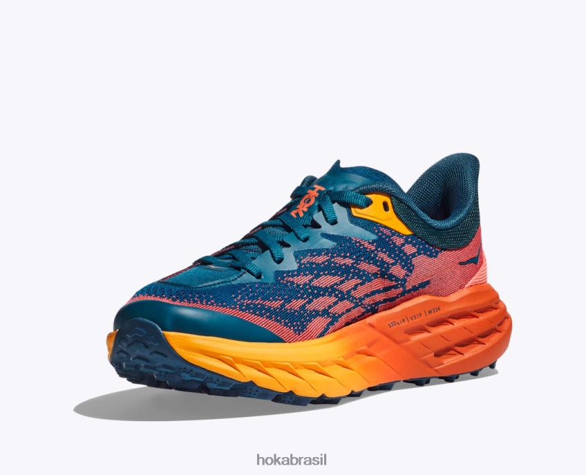 bode veloz 5 Hoka mulheres RNZ040237 coral azul/camélia
