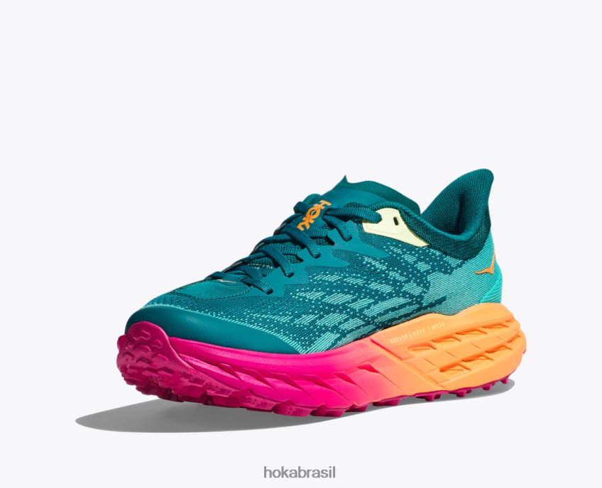 bode veloz 5 Hoka mulheres RNZ040242 coral azul/camélia