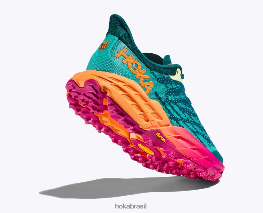 bode veloz 5 Hoka mulheres RNZ040242 coral azul/camélia