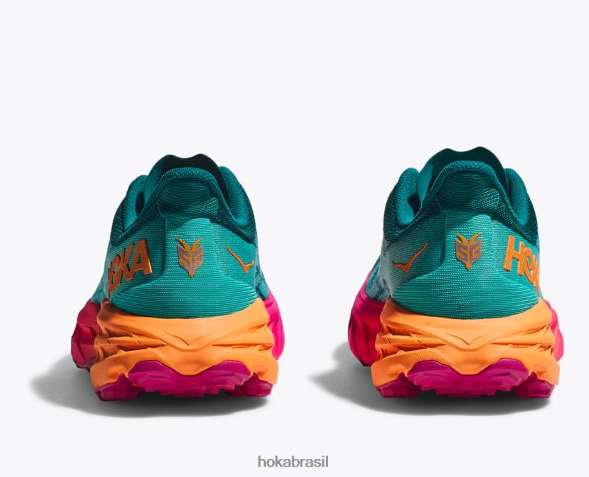 bode veloz 5 Hoka mulheres RNZ040242 coral azul/camélia