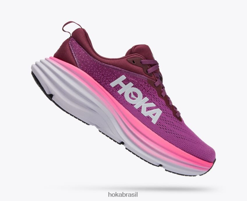 Bondi 8 Hoka mulheres RNZ04015 beautyberry/vinho de uva