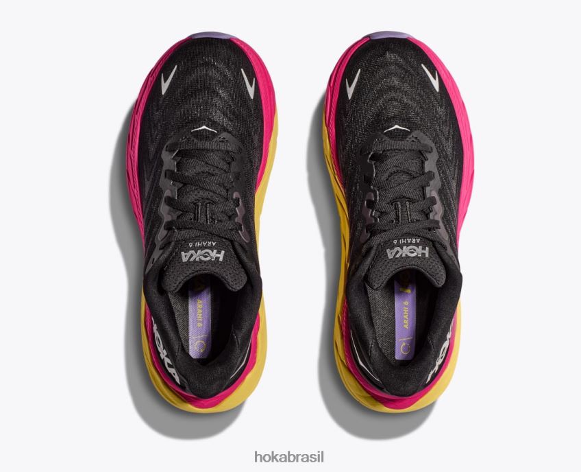 arahi 6 Hoka mulheres RNZ040686 Preto branco