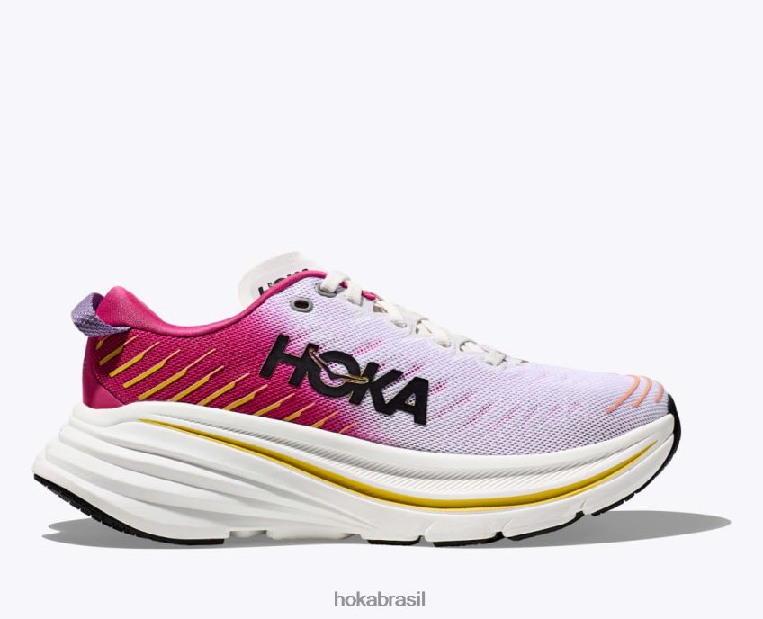 bondi x Hoka mulheres RNZ04055 branco de branco / mil-folhas rosa