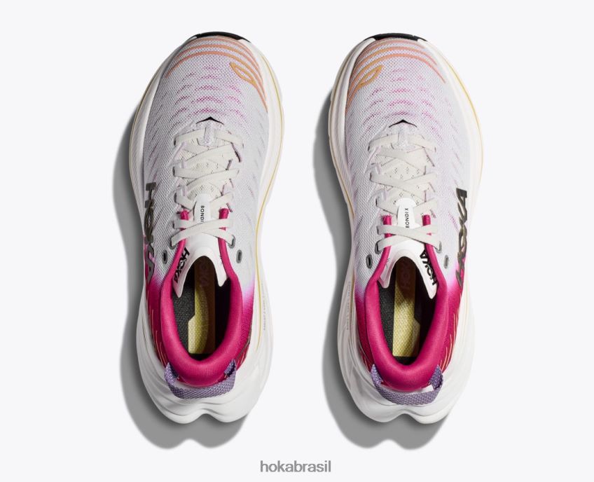 bondi x Hoka mulheres RNZ04055 branco de branco / mil-folhas rosa