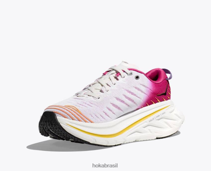 bondi x Hoka mulheres RNZ04055 branco de branco / mil-folhas rosa