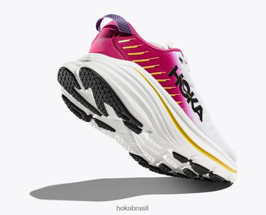 bondi x Hoka mulheres RNZ04055 branco de branco / mil-folhas rosa