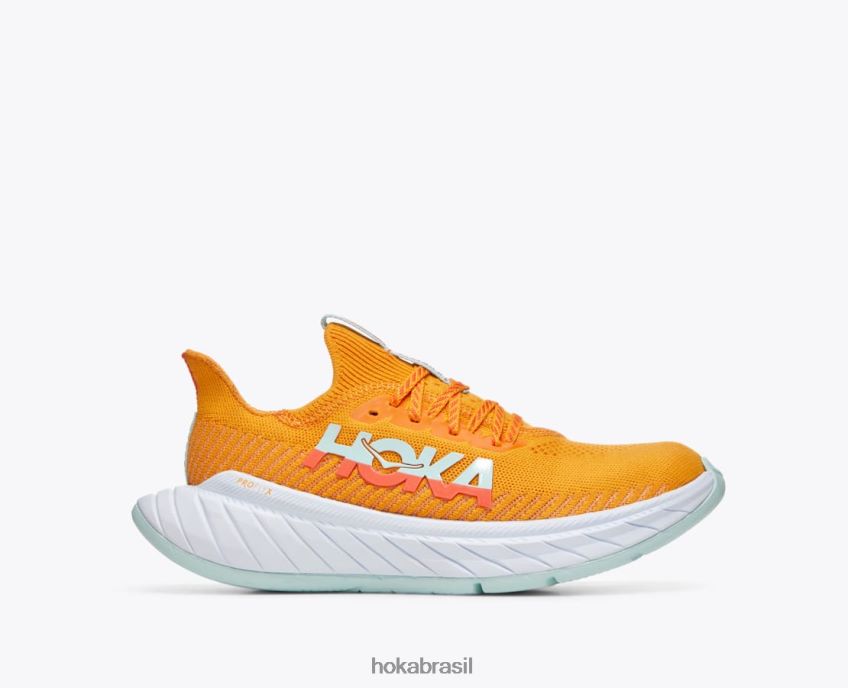 carbono x 3 Hoka mulheres RNZ04049 amarelo radiante/camélia