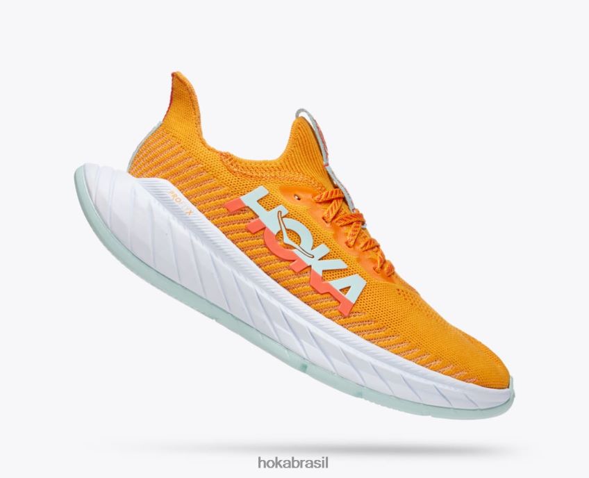 carbono x 3 Hoka mulheres RNZ04049 amarelo radiante/camélia