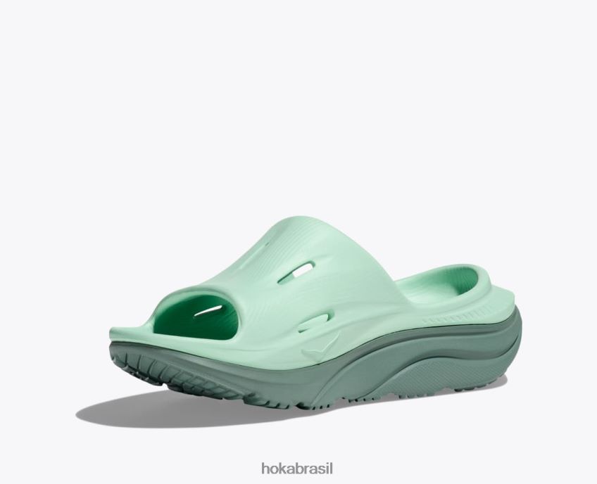 ora recuperação slide 3 Hoka mulheres RNZ040285 névoa verde/treliça